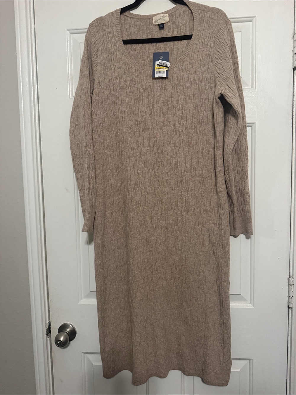 Universal Thread Taupe Knit Scoop-Neck Sweater Dress